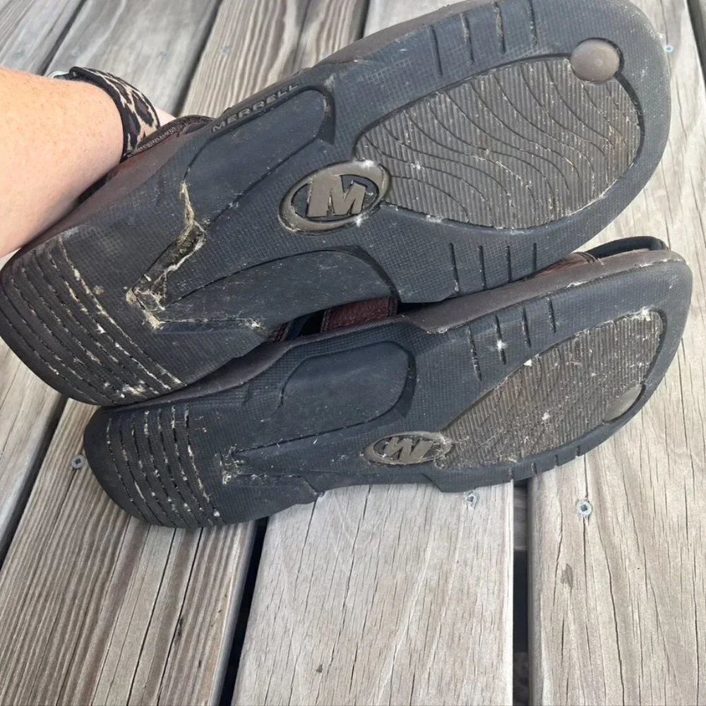 ** Merrell Montana Bug Brown Leather Fisherman Sandals Men's 12